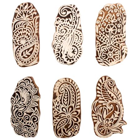 Set of 6 Piece New Mix Wooden Printing Block